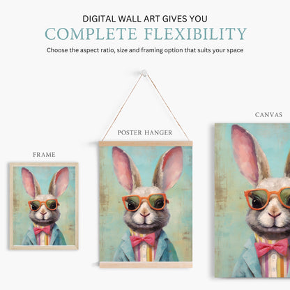 Bunny Wall Decor, Vintage Animal Art, Whimsical Nursery Decor - WildfieldPrints