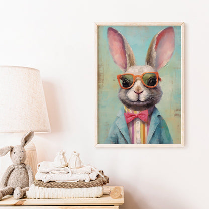 Bunny Wall Decor, Vintage Animal Art, Whimsical Nursery Decor - WildfieldPrints