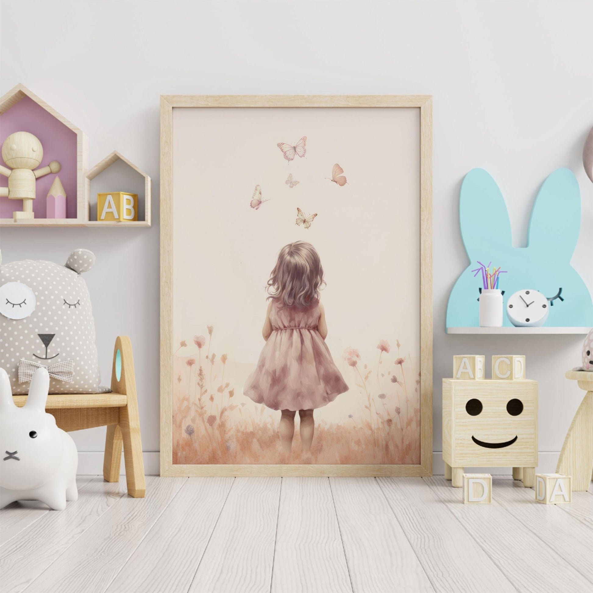 Butterfly Nursery Art, Wildflower Wall Decor, Girls Room Decor - WildfieldPrints