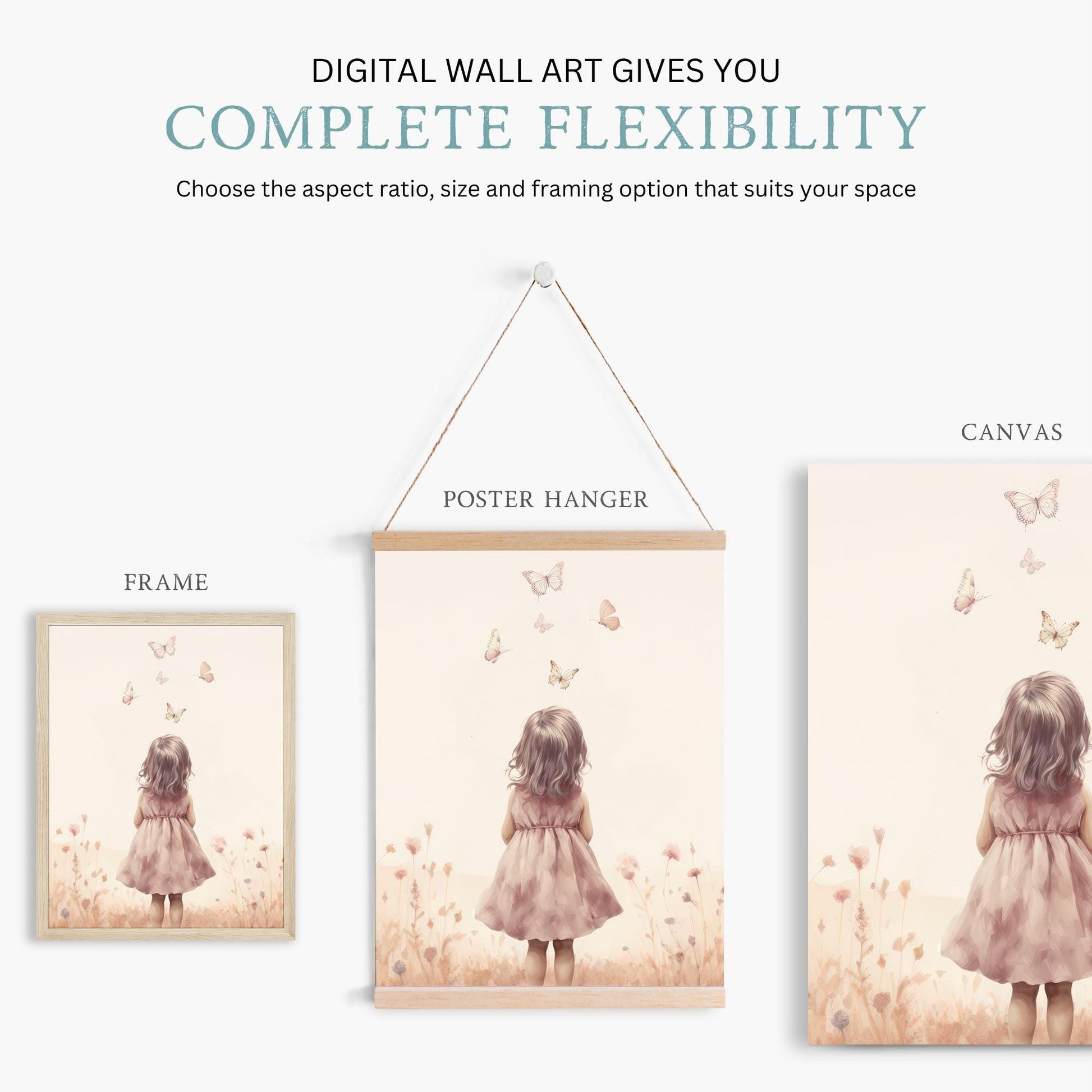 Butterfly Nursery Art, Wildflower Wall Decor, Girls Room Decor - WildfieldPrints