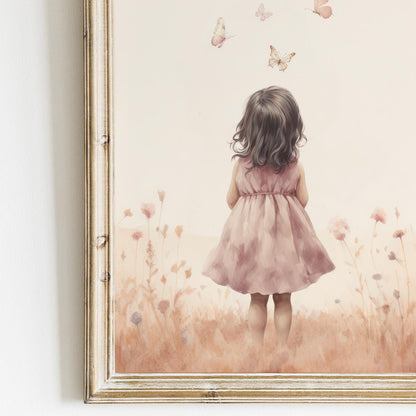 Butterfly Nursery Decor, Wildflower Field Art, Floral Kids Wall Decor - WildfieldPrints