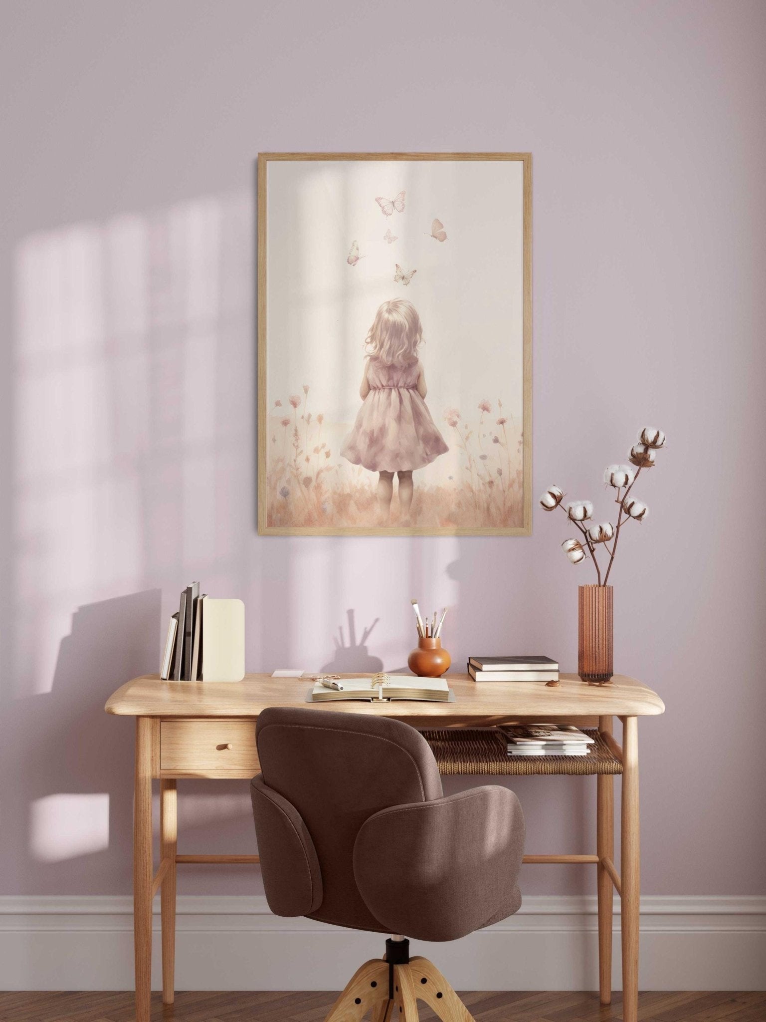 Butterfly Nursery Decor, Wildflower Girls Room, Floral Wall Art - WildfieldPrints