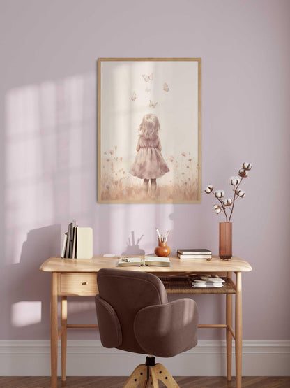 Butterfly Nursery Decor, Wildflower Girls Room, Floral Wall Art - WildfieldPrints