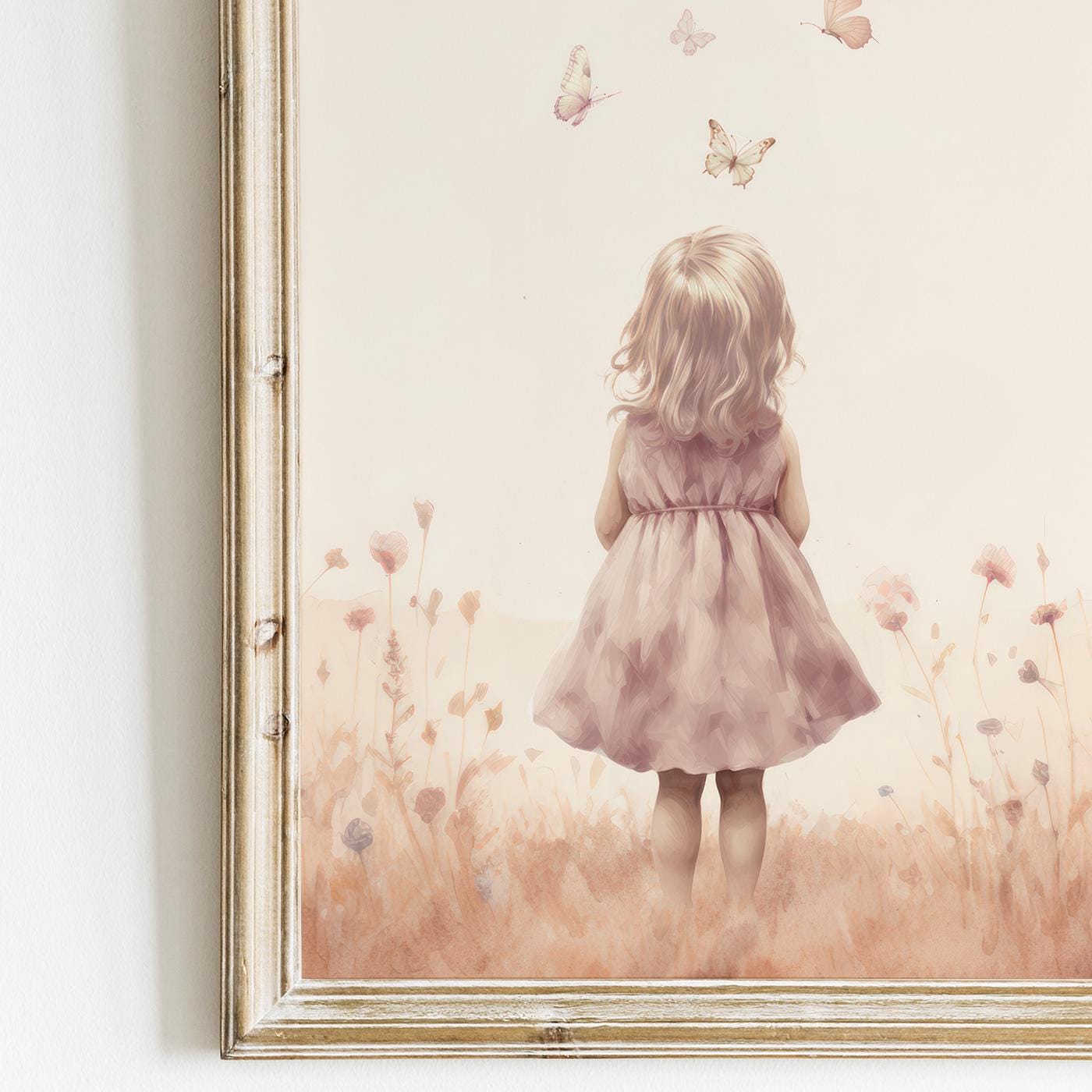Butterfly Nursery Decor, Wildflower Girls Room, Floral Wall Art - WildfieldPrints