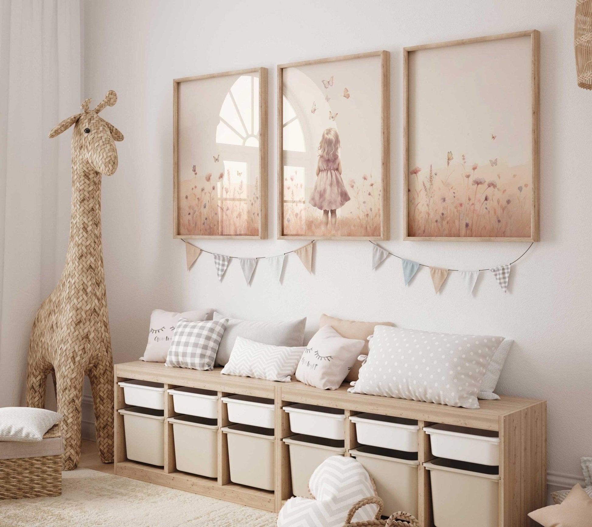 Butterfly Nursery Decor, Wildflower Girls Room Wall Art, Girly Prints - WildfieldPrints
