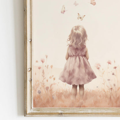 Butterfly Nursery Decor, Wildflower Girls Room Wall Art, Girly Prints - WildfieldPrints
