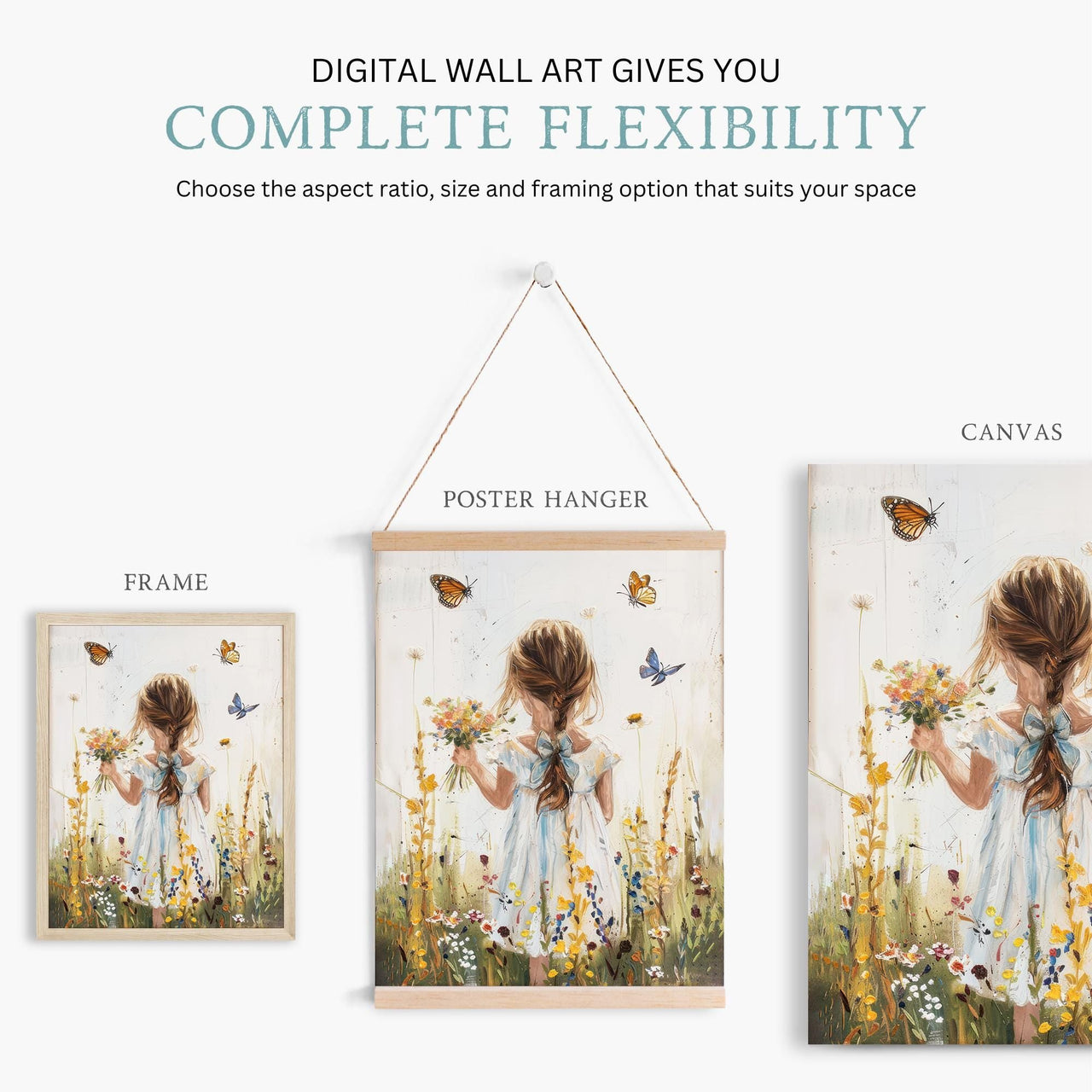 Butterfly Wall Art – Floral Girls Room Print