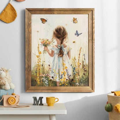 Butterfly Nursery Prints, Floral Girls Room Decor, Butterfly Wall Art - WildfieldPrints
