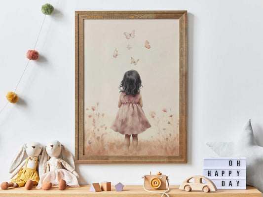Butterfly Nursery Prints, Wildflower Girl Room Decor - WildfieldPrints