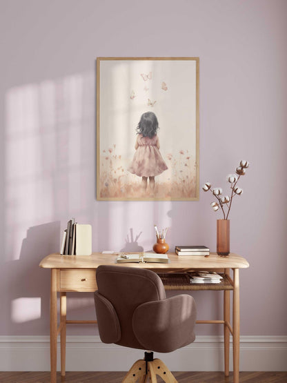 Butterfly Nursery Prints, Wildflower Girl Room Decor - WildfieldPrints