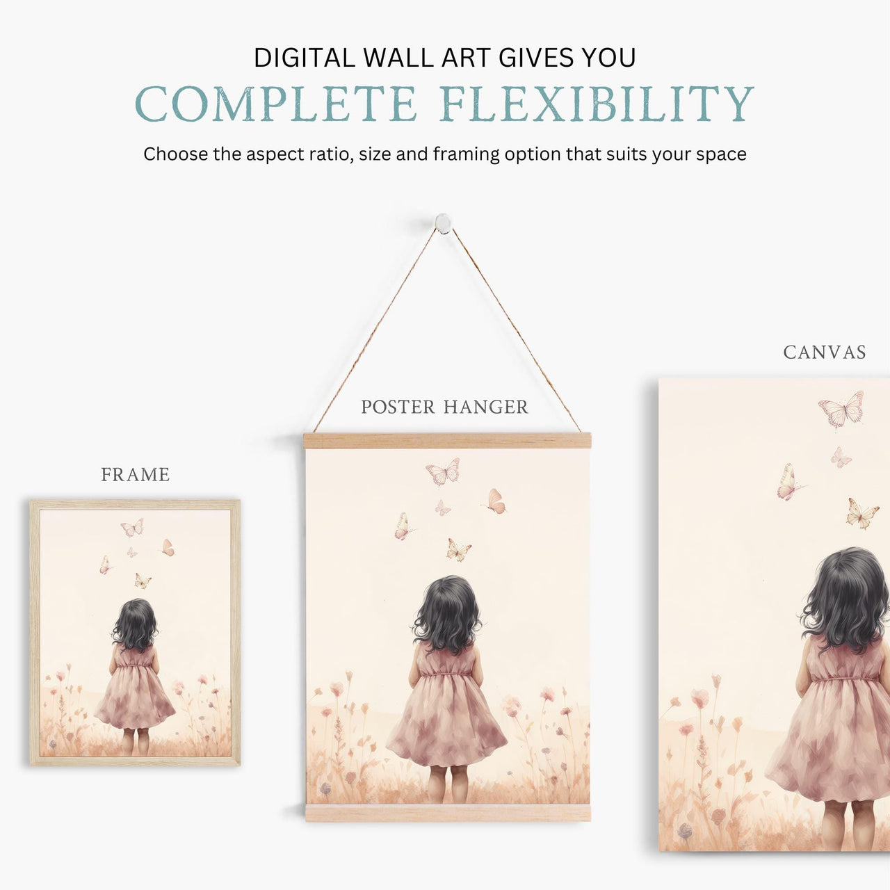 Butterfly Nursery Wall Art – Wildflower Girls Room Print