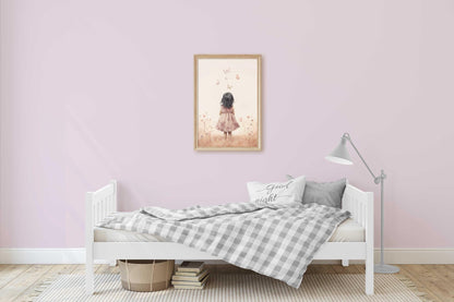Butterfly Nursery Prints, Wildflower Girl Room Decor - WildfieldPrints