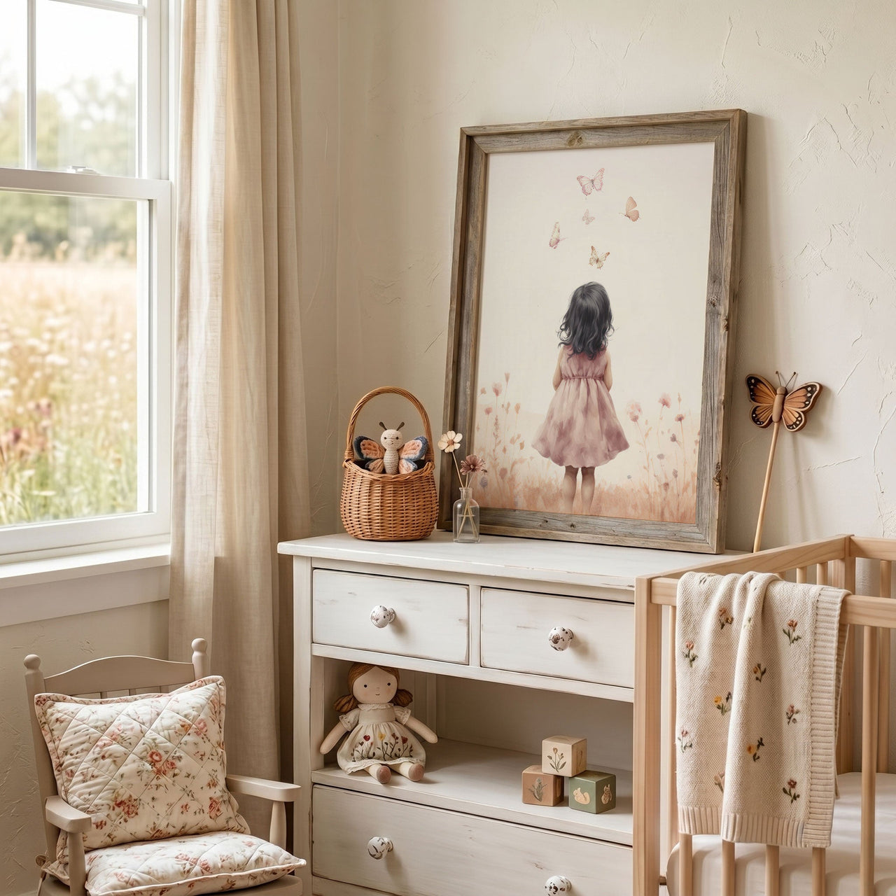 Butterfly Nursery Wall Art – Wildflower Girls Room Print