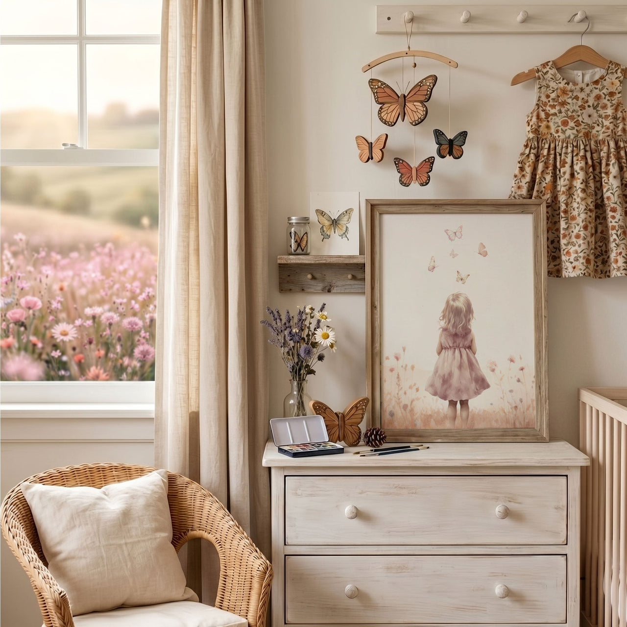 Butterfly Wall Art – Floral Girls Room Print