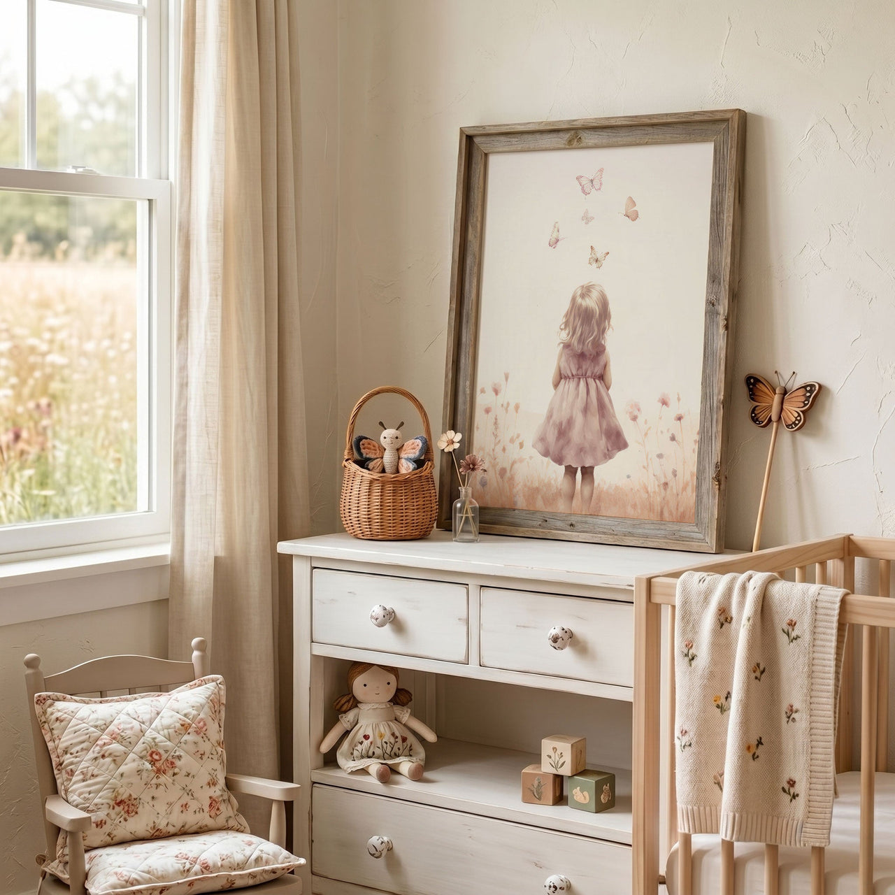 Butterfly Wall Art – Floral Girls Room Print