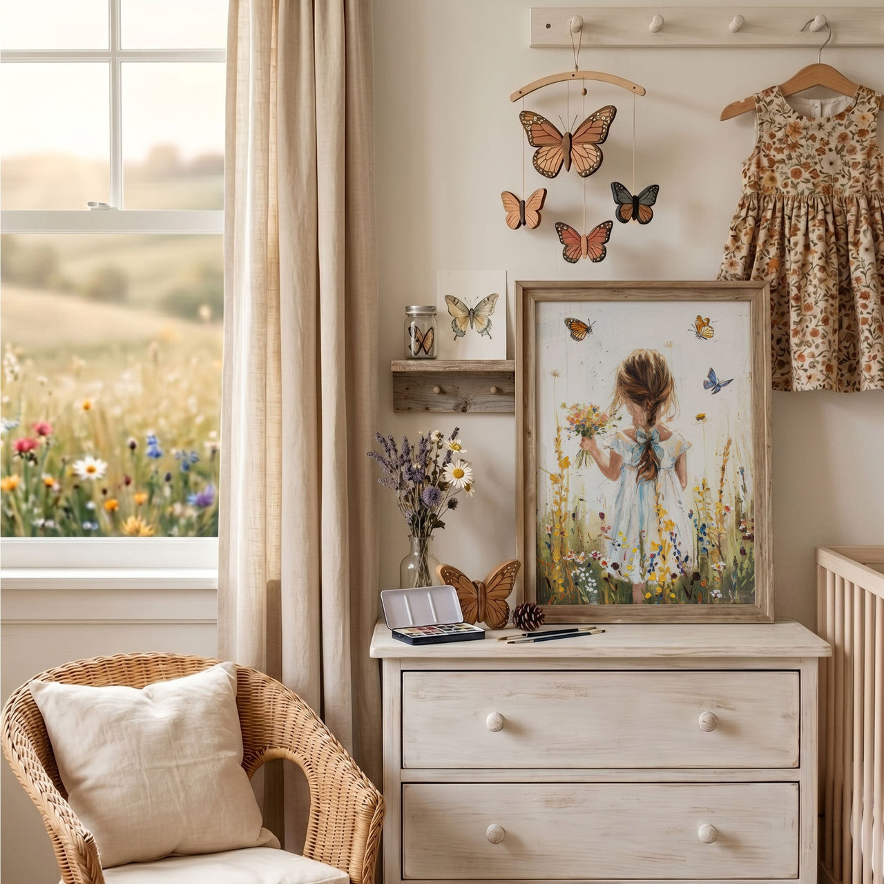 Butterfly Wall Art – Floral Girls Room Print
