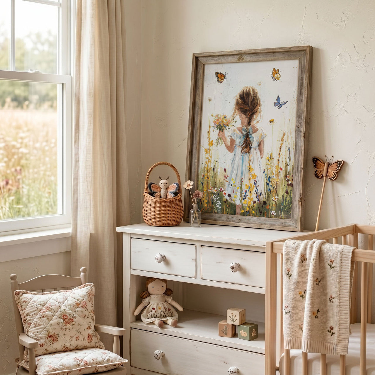 Butterfly Wall Art – Floral Girls Room Print