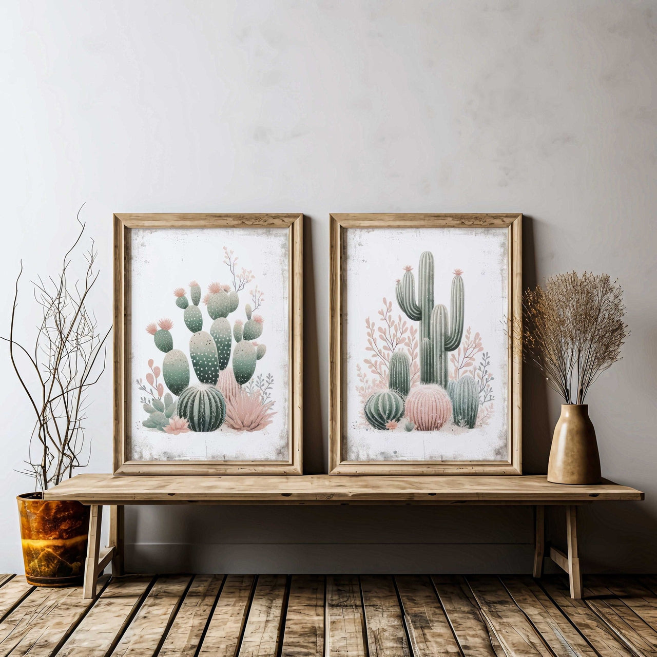 Cactus Wall Art – Desert Kids Room Print • Set of 2