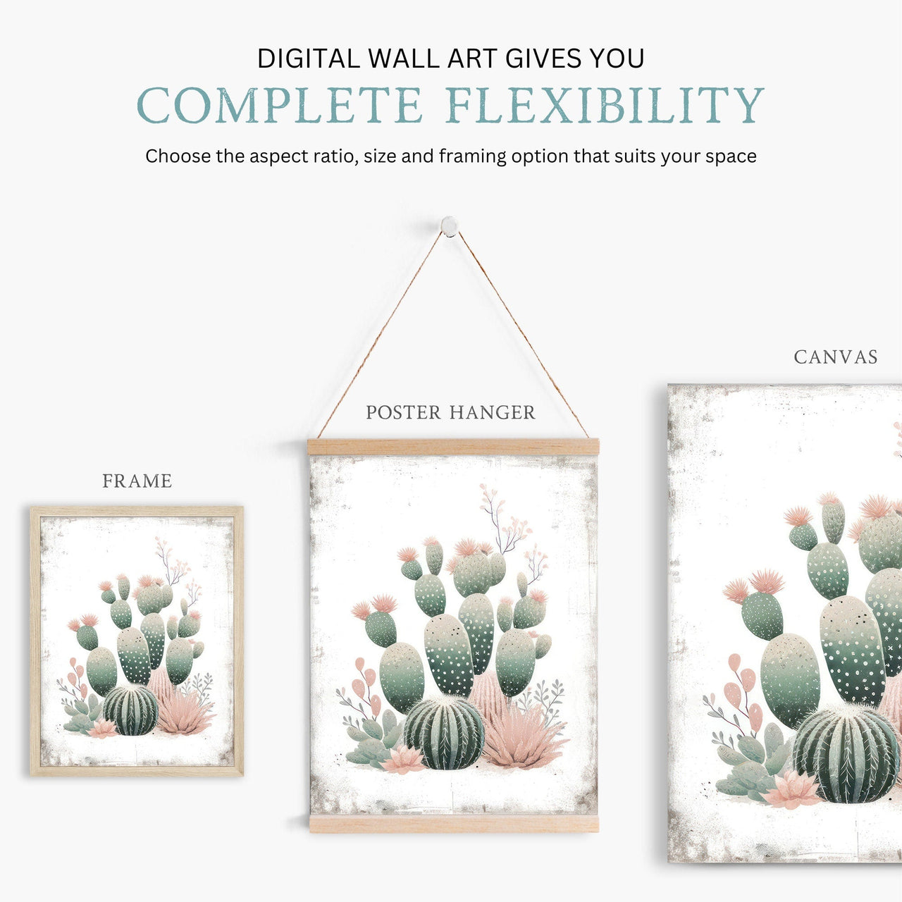 Cactus Wall Art – Desert Kids Room Print • Set of 2