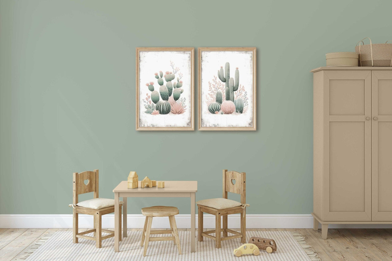 Cactus Wall Art – Desert Kids Room Print • Set of 2