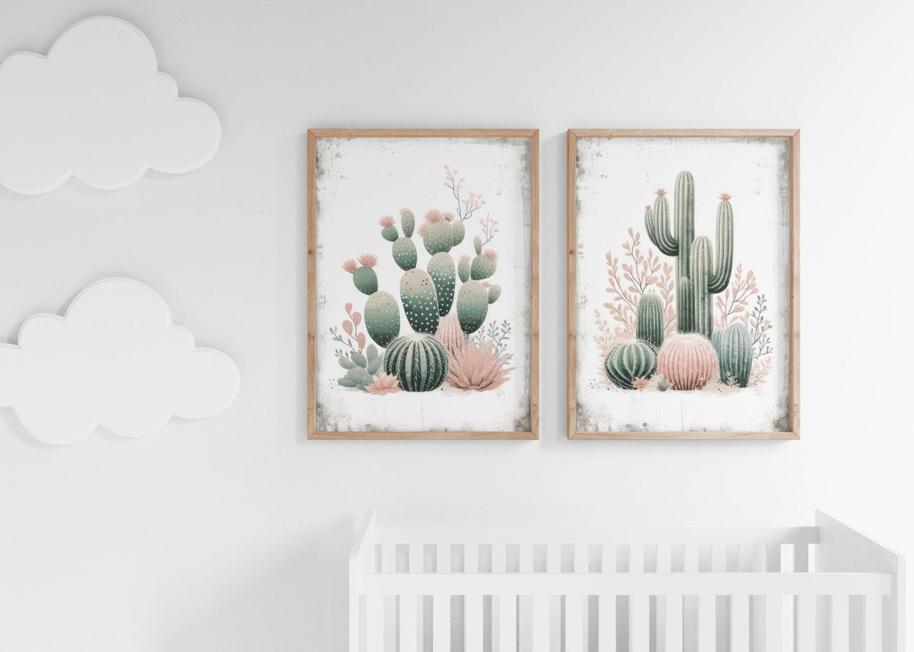 Cactus Wall Art – Desert Kids Room Print • Set of 2