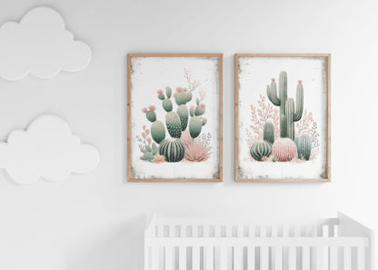 Cactus Nursery Decor, Boho Wall Art, Cute Kids Room Prints - WildfieldPrints