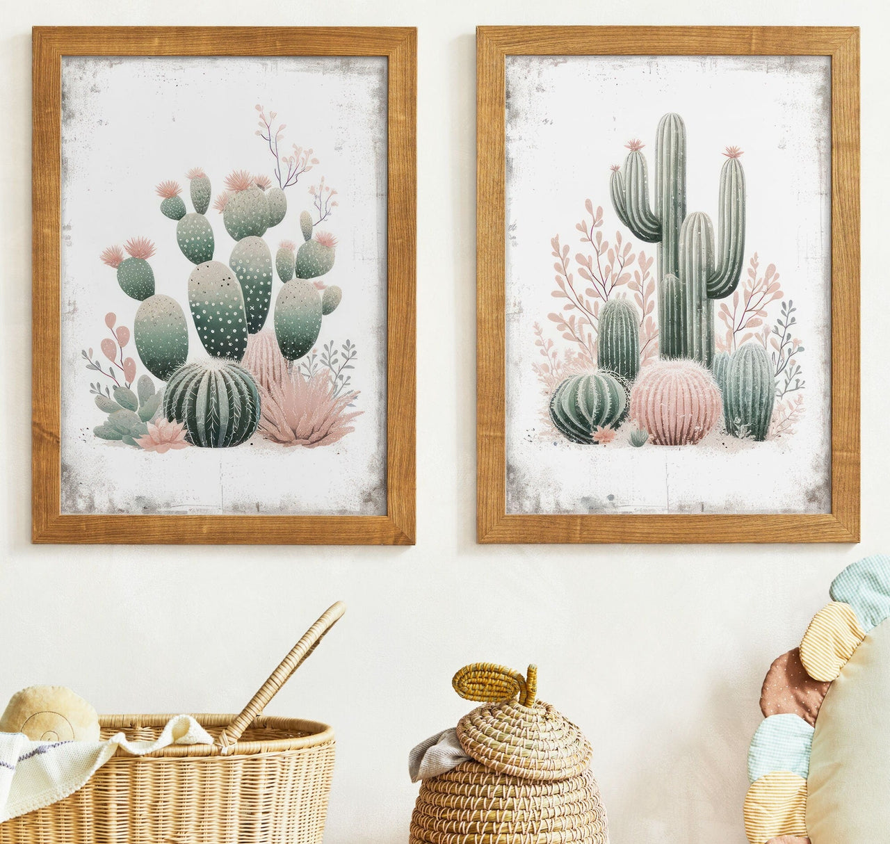 Cactus Wall Art – Desert Kids Room Print • Set of 2