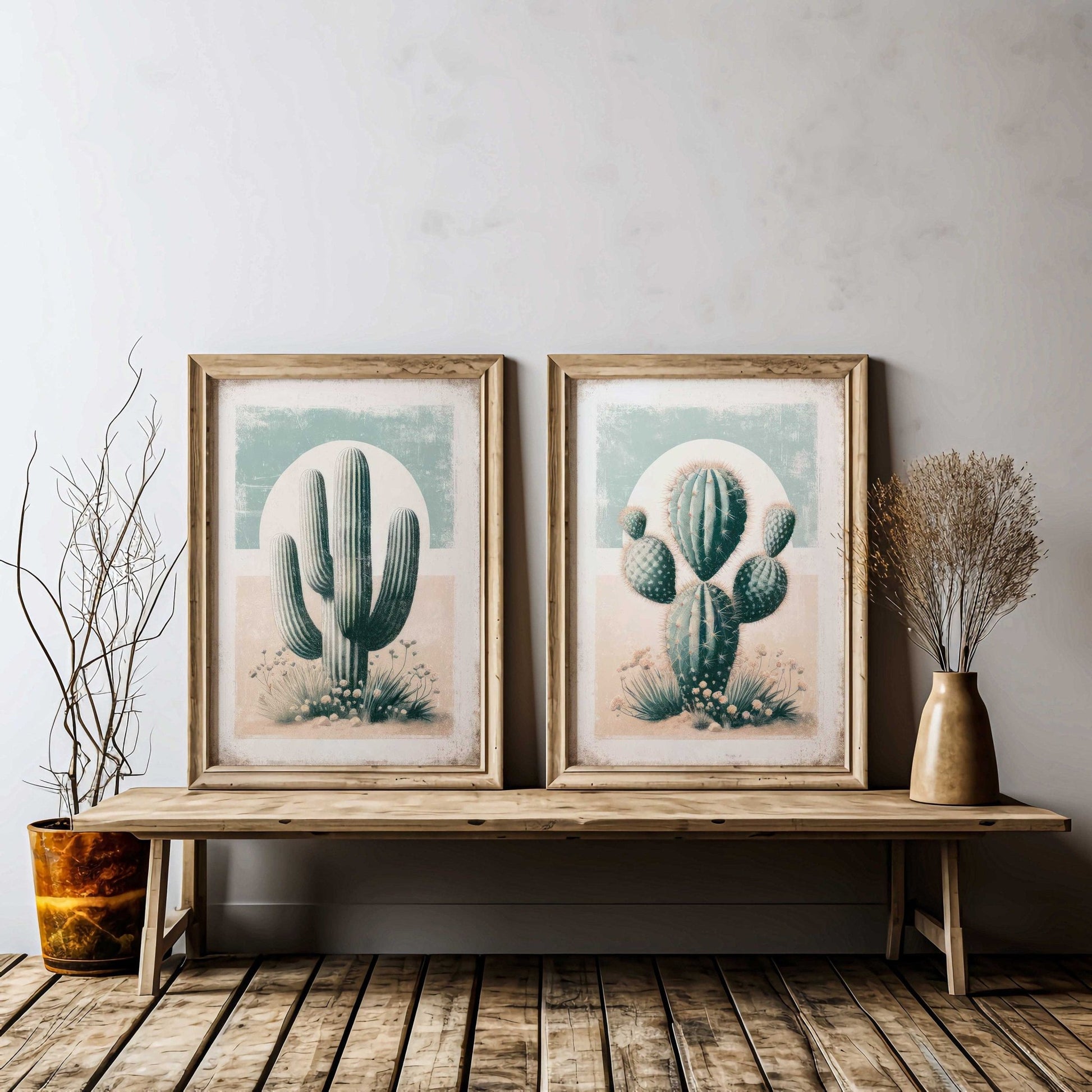 Cactus Wall Art, Vintage Boho Nursery Decor, Desert Print Collection - WildfieldPrints