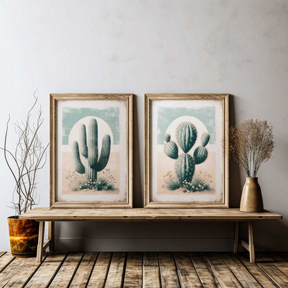 Cactus Wall Art, Vintage Boho Nursery Decor, Desert Print Collection - WildfieldPrints
