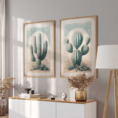 Cactus Wall Art, Vintage Boho Nursery Decor, Desert Print Collection - WildfieldPrints