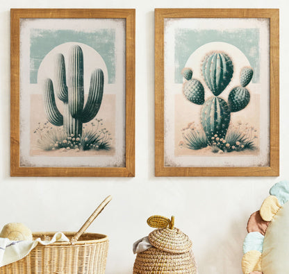 Cactus Wall Art, Vintage Boho Nursery Decor, Desert Print Collection - WildfieldPrints