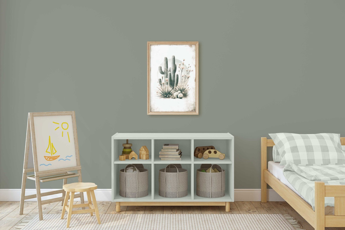 Cactus Wall Art, Vintage Boho Nursery Decor, Saguaro Print - WildfieldPrints