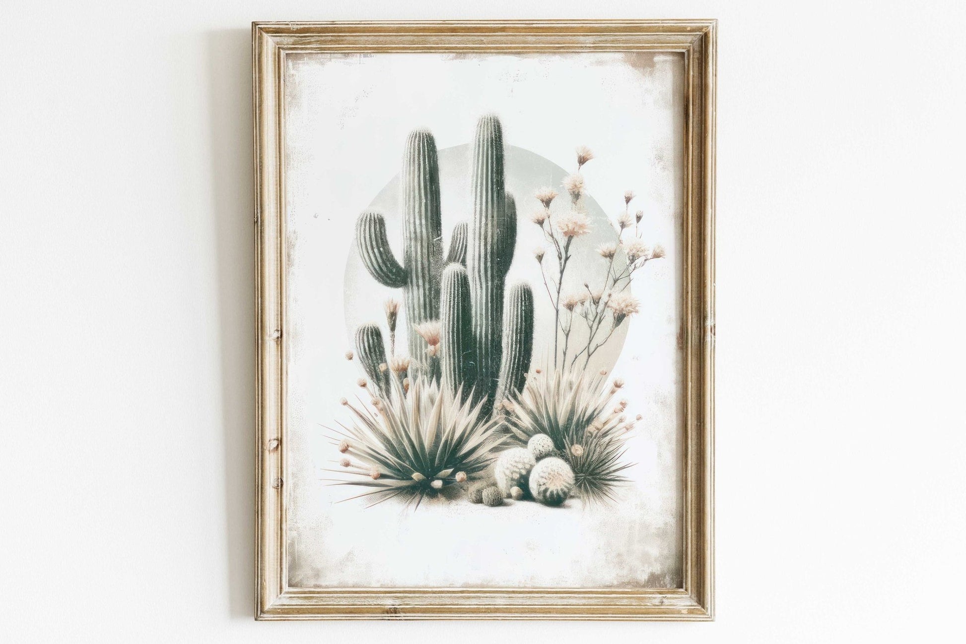Cactus Wall Art, Vintage Boho Nursery Decor, Saguaro Print - WildfieldPrints