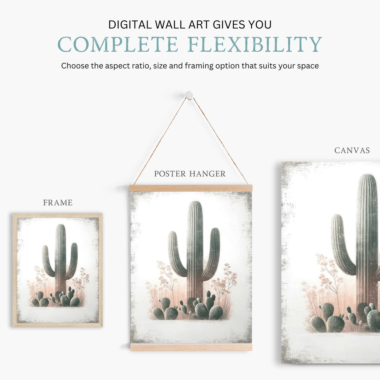 Saguaro Wall Art – Desert Nursery Print