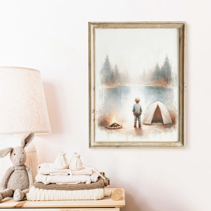 Camping Nursery Decor, Adventure Boys Room Print, Hiking Wall Art - WildfieldPrints