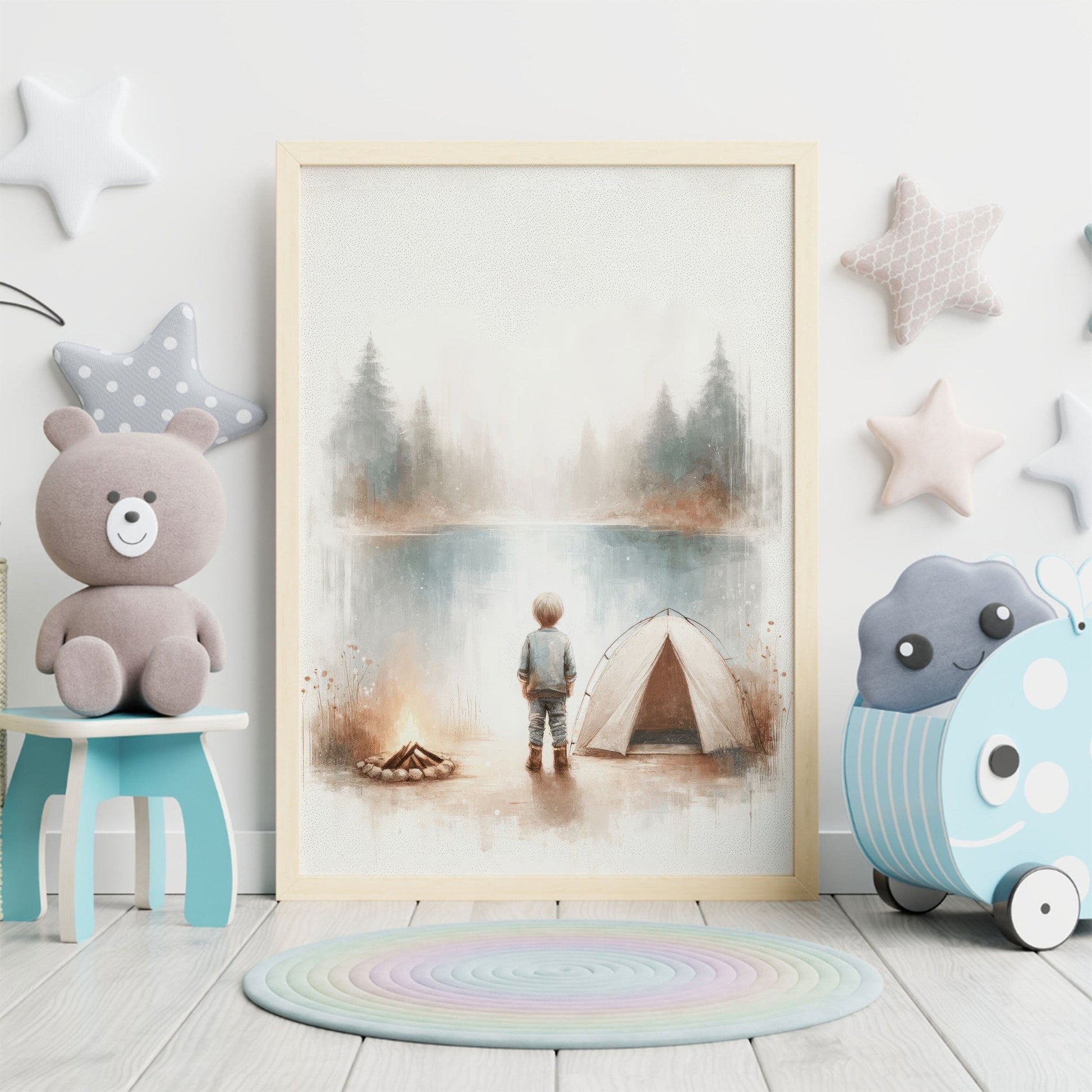 Camping Nursery Decor, Adventure Boys Room Print, Hiking Wall Art - WildfieldPrints