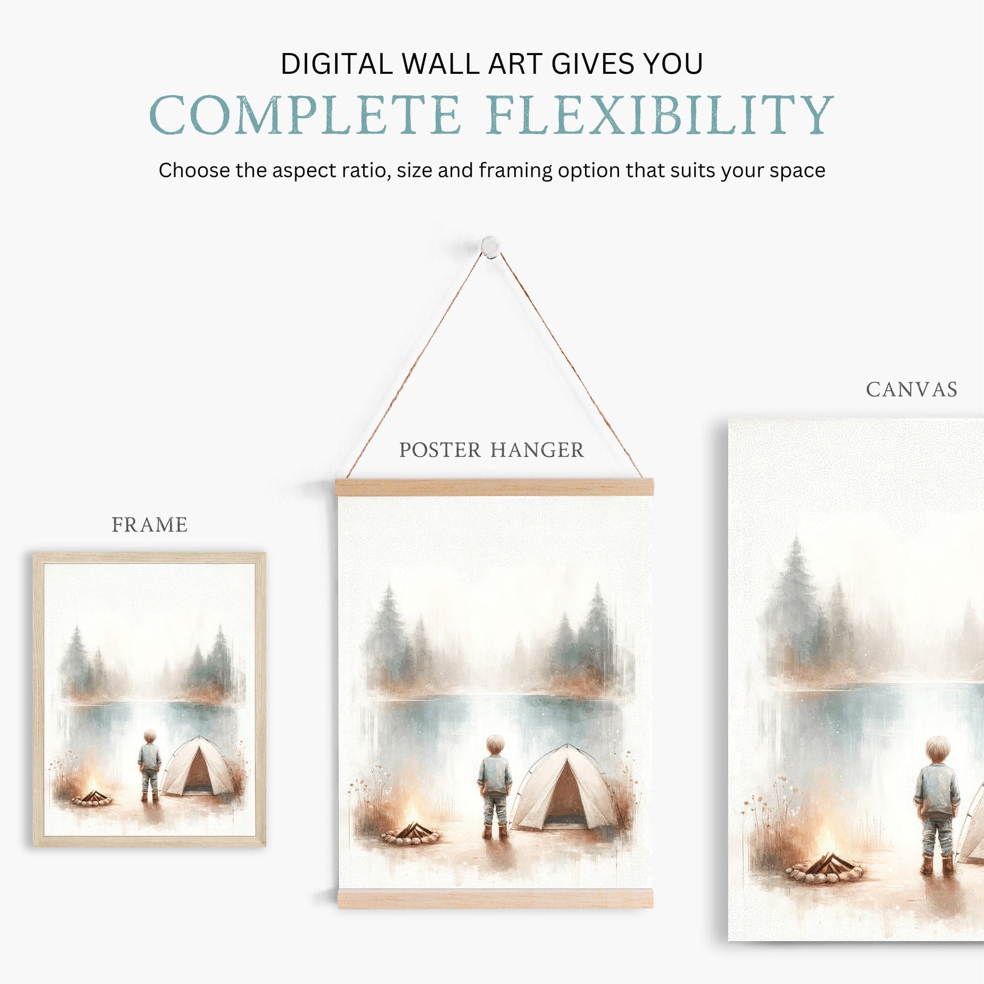 Camping Nursery Decor, Adventure Boys Room Print, Hiking Wall Art - WildfieldPrints