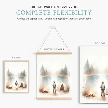 Camping Nursery Decor, Adventure Boys Room Print, Hiking Wall Art - WildfieldPrints