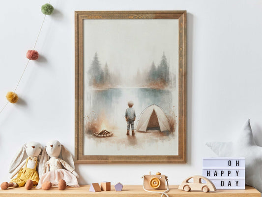 Camping Nursery Decor, Adventure Boys Room Print, Hiking Wall Art - WildfieldPrints