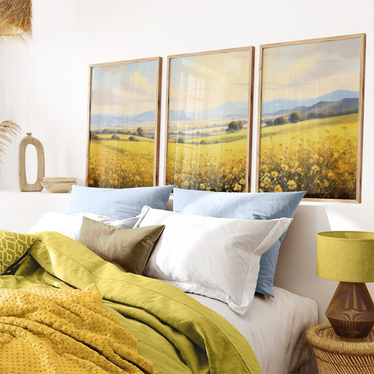 Canola Flower Wall Art, Countryside Landscape Decor, Yellow Floral Print - WildfieldPrints