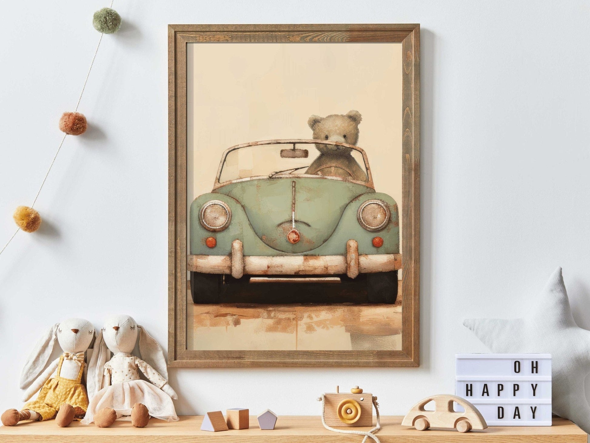 Car Nursery Prints, Vintage Boys Room Decor, Toddler Room Wall Art - WildfieldPrints