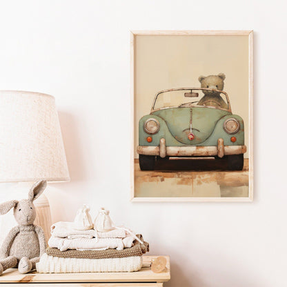Car Nursery Prints, Vintage Boys Room Decor, Toddler Room Wall Art - WildfieldPrints