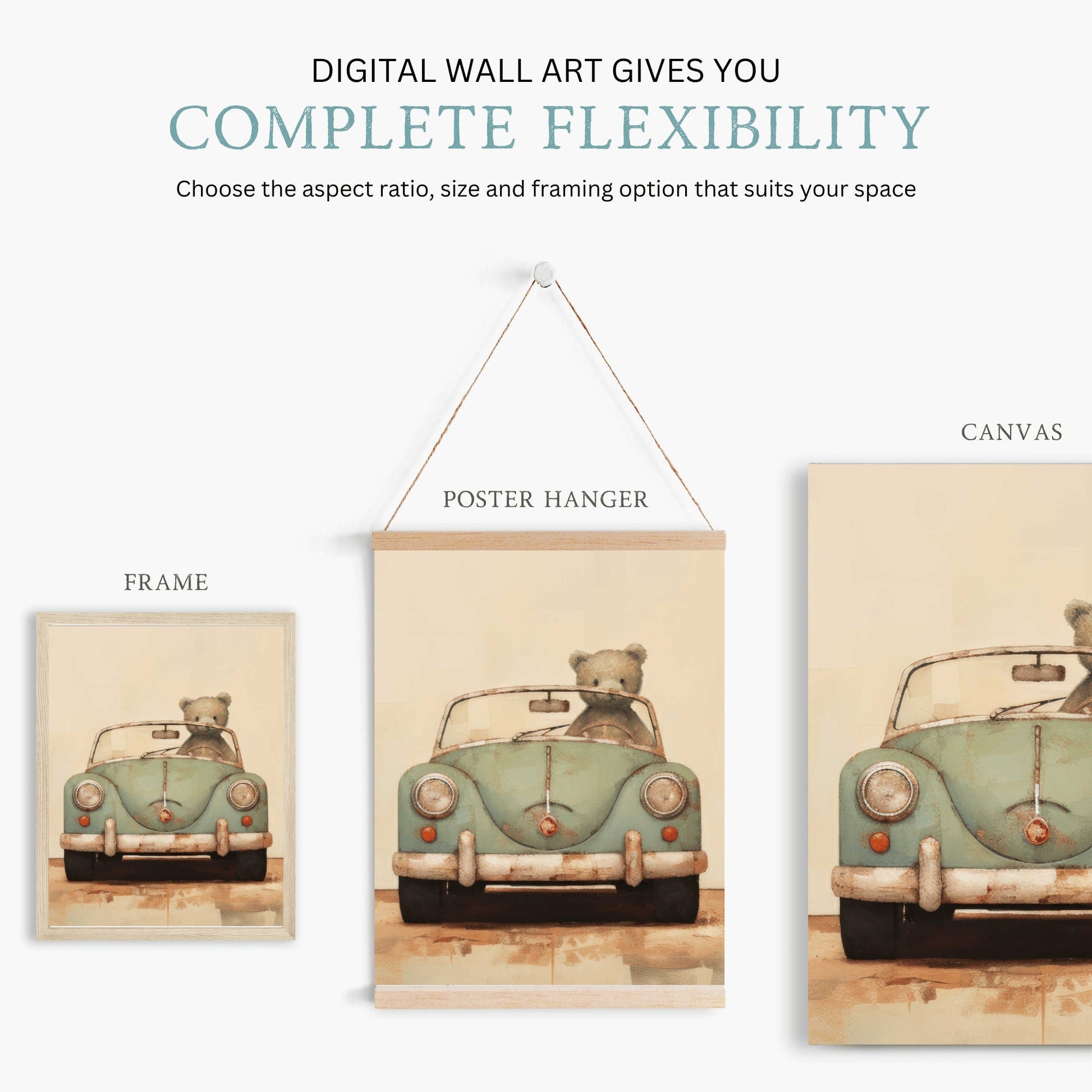 Car Nursery Prints, Vintage Boys Room Decor, Toddler Room Wall Art - WildfieldPrints