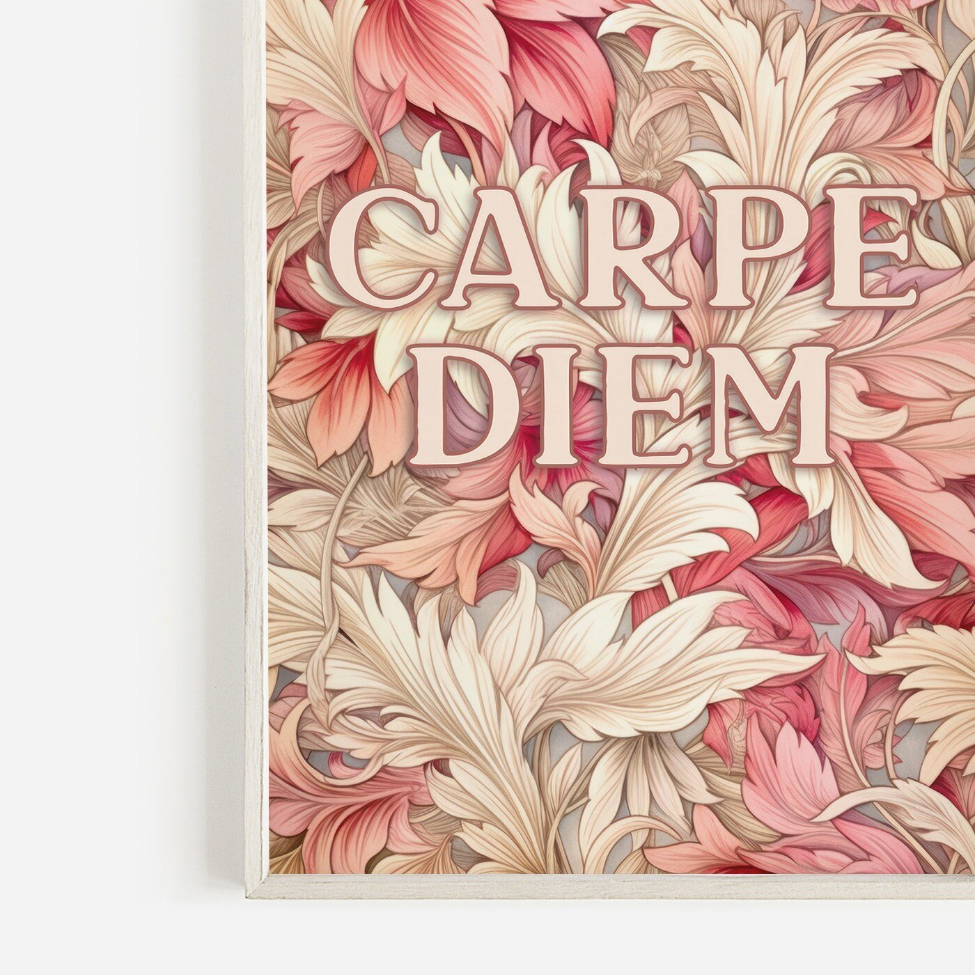 Carpe Diem Wall Art, Inspirational Quote Decor, Vintage Floral Design - WildfieldPrints