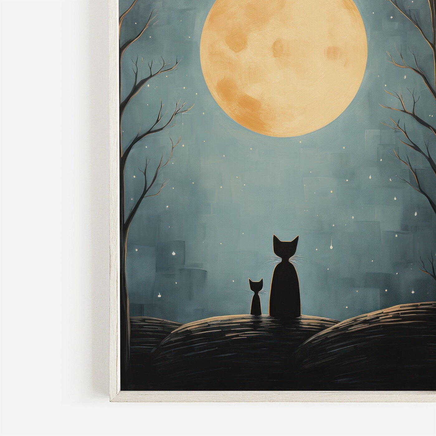 Cat Nursery Prints, Moody Kids Room Decor, Whimsical Wall Art - WildfieldPrints