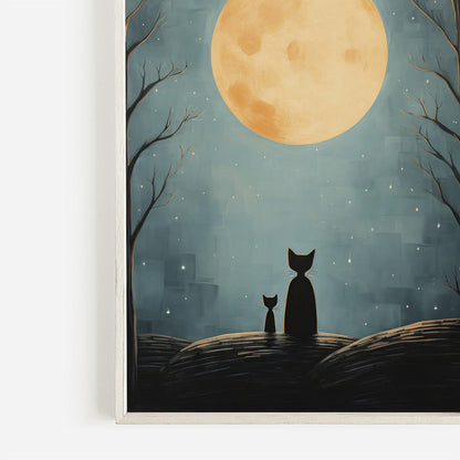 Cat Nursery Prints, Moody Kids Room Decor, Whimsical Wall Art - WildfieldPrints