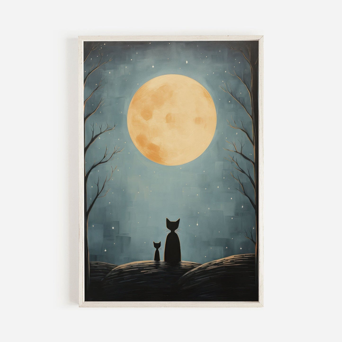 Cat Nursery Prints, Moody Kids Room Decor, Whimsical Wall Art - WildfieldPrints