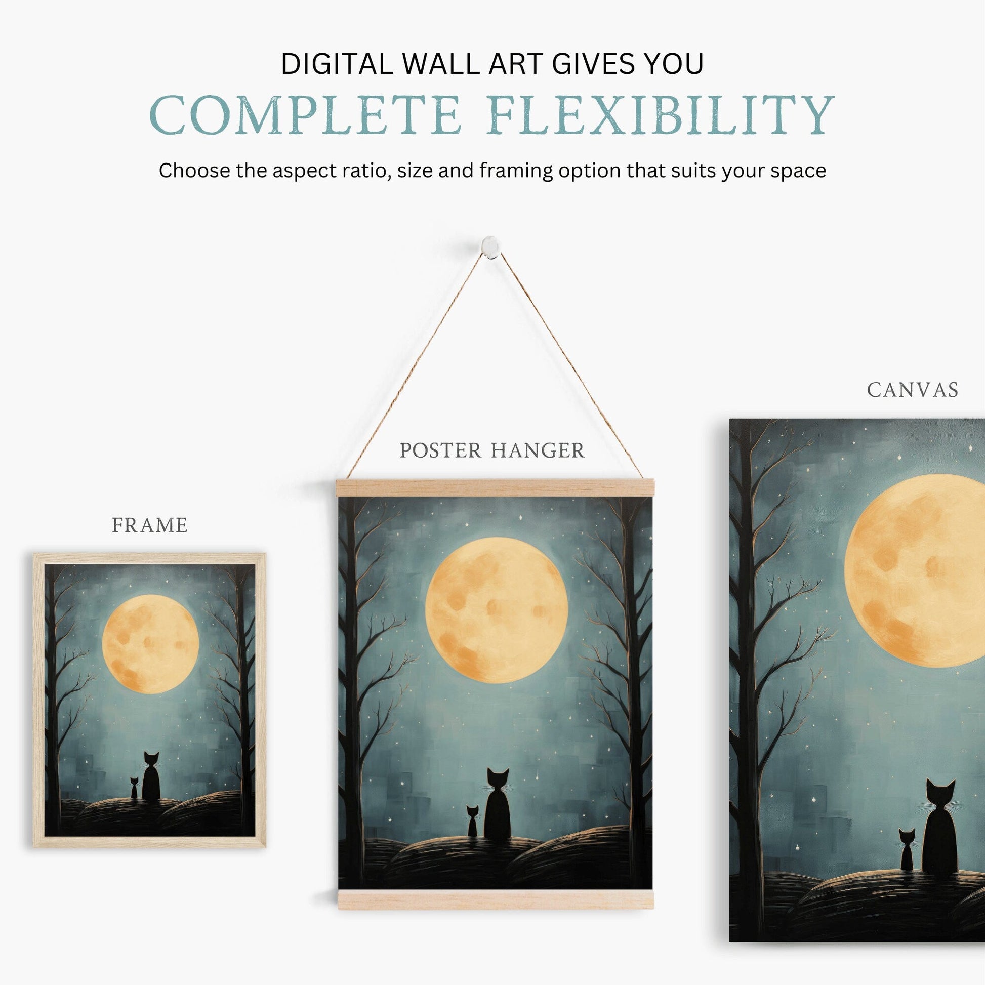 Cat Nursery Prints, Moody Kids Room Decor, Whimsical Wall Art - WildfieldPrints