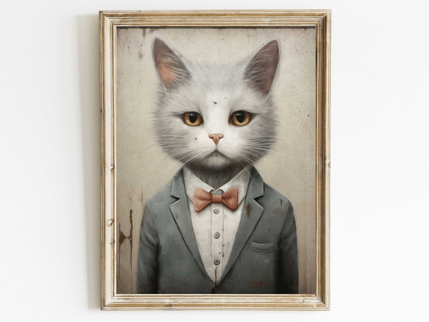 Cat Wall Art, Cute Kitten Print, Vintage Cat Decor - WildfieldPrints