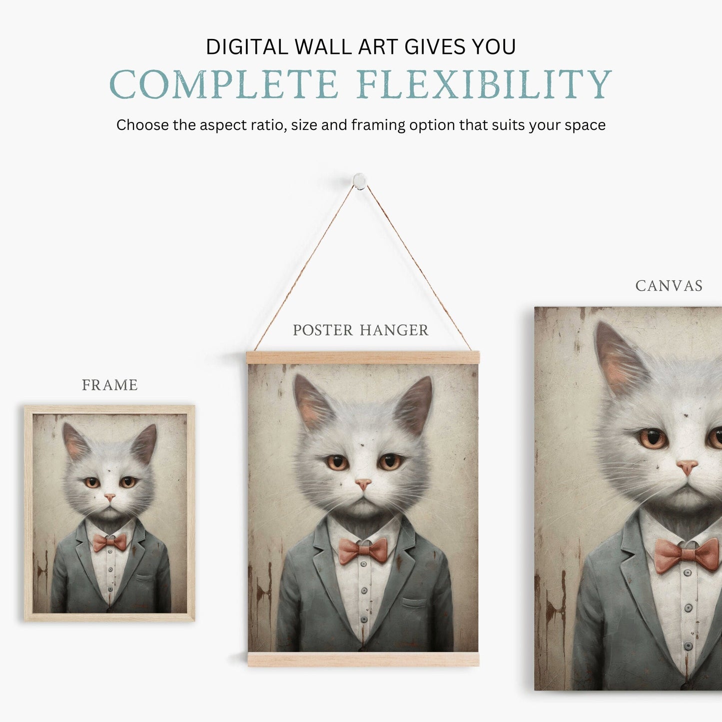 Cat Wall Art, Cute Kitten Print, Vintage Cat Decor - WildfieldPrints
